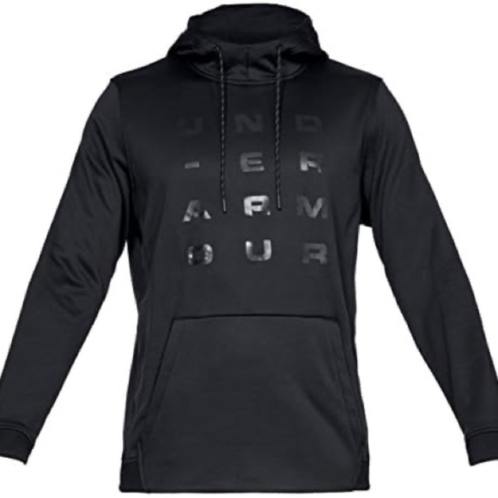 Under Armour Men's FLEECE TEMPO PO HOODIE Warm-up Top, Black, small loose
